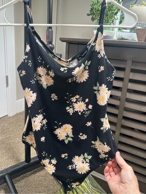 Derek Heart Black Floral bodysuit